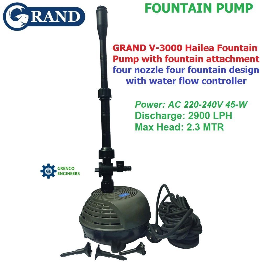 Grand V-3000 Hailea Fountain Pump With Fountain Attachment For Biofloc Tank, Fish Pond, Fish Tank