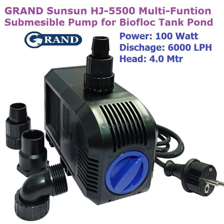 Grand HJ-5500 Sunsun Multi Function Submersible Water Pump For Biofloc Tank Aquarium Pond Fountain