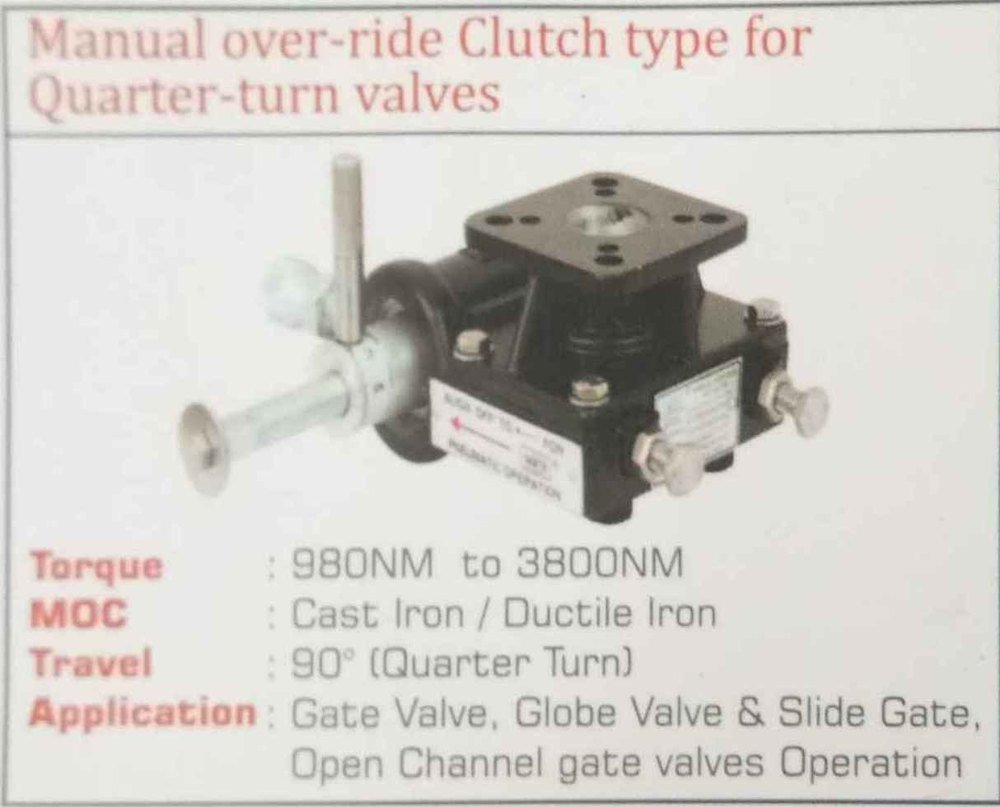 Manual over - ride clutch type for Quarter - turn valves