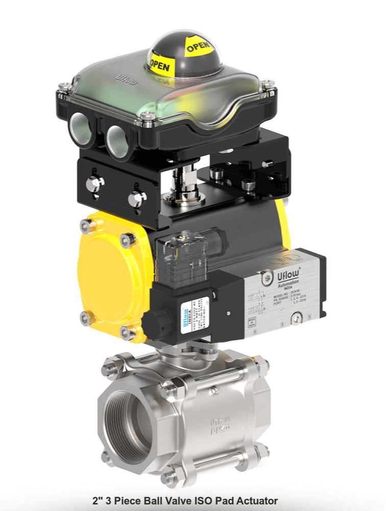 20 Bar Air 2 3 Piece Ball Valve ISO Pad Actuator, Model Name/Number: BMP8BI-AD63