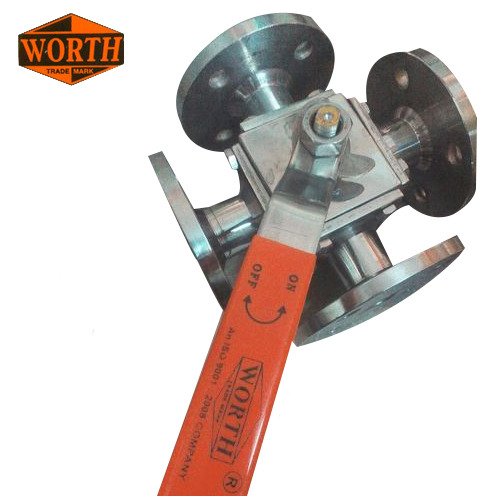 Worth 0 - 32 Bar 4 Way Ball Valve, Material Grade: Ss 304, Size: 8mm - 300mm