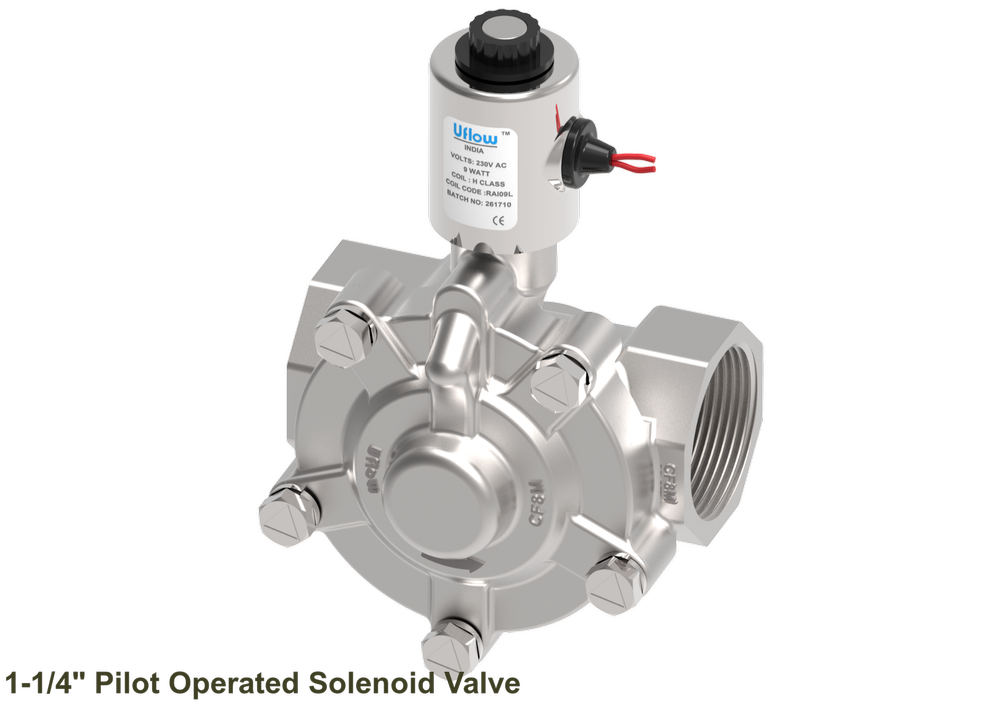 Stainless Steel Water 1-1/4 Pilot Operated Solenoid Valve