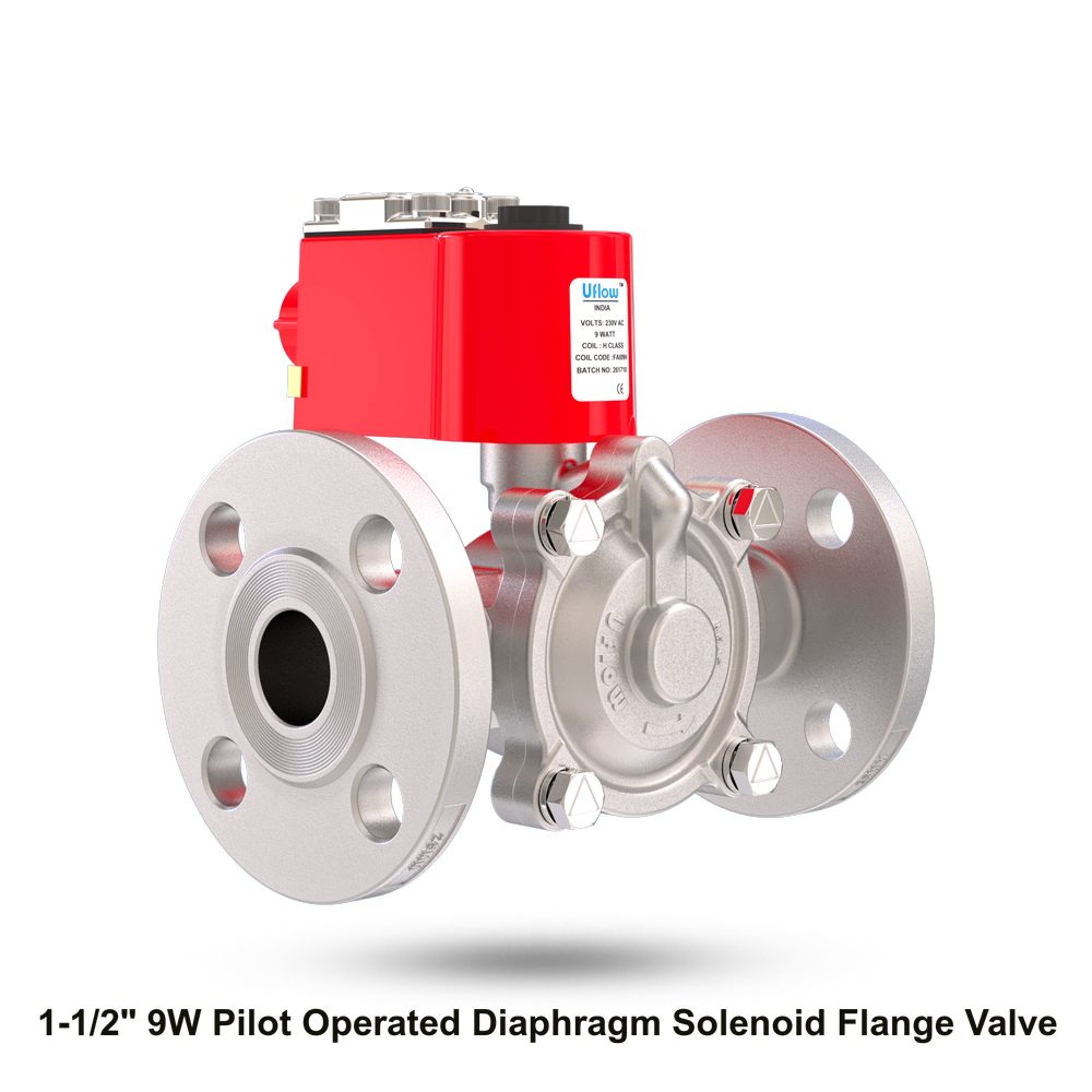 Stainless Steel 1-1/2 9W Pilot Operated Diaphragm Solenoid Flange Valve