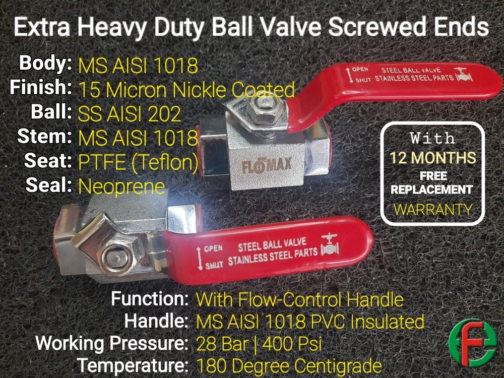 Nickle Coated MS Aisi 1018 Gas Line Ball Valve, 1 Inch