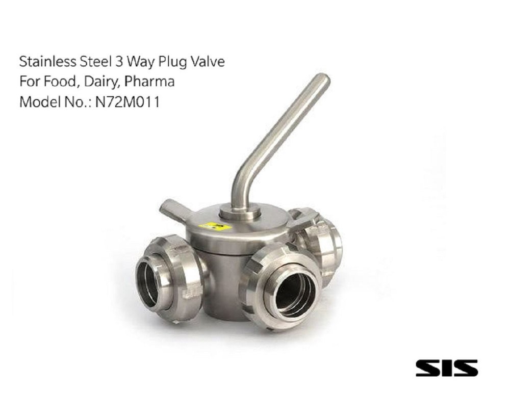 N72M011 3 Way Stainless Steel Plug Valve, Size: 1 Inch- 4 Inch