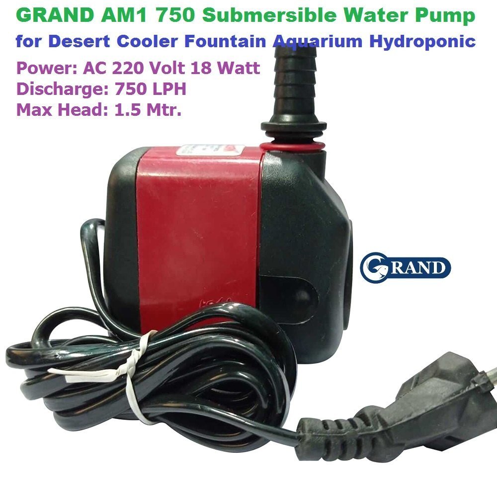 Grand AM1 750 Submersible Pump For Air Cooler, Fountain, Aquarium, Hydroponic, Waterfall